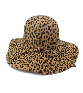 Stort Brim Leopard Print Felt Dome Hat Wome Fedora Hats Fascinators Hat For Women Elegant Floppy Cap Sun Protection Chapeau28101215952277