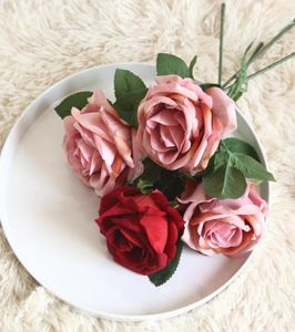Ins simulering sammet rose bröllop arrangemang handhåller rosbukett konstgjorda blommor dekorativ växtblomma vägg falska wreat6174255