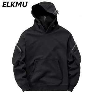 Mens Hoodies Sweatshirts Streetwear Harajuku Y2K Hip Hop High Neck Mask Windproof Pullovers Dark Black Techwear Cargo Tops 231211