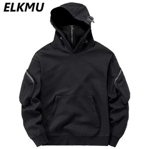 Herren Hoodies Sweatshirts Streetwear Harajuku Y2K Hip Hop High Neck Maske Winddichte Pullover Dunkelschwarz Techwear Cargo Tops 231211