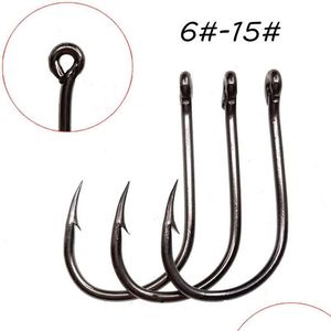 Angelhaken 1000 Stück Los 10 Größen 6–15 Schwarz Ise-Haken High Carbon Steel Widerhaken Angelhaken Asiatischer Karpfen Pesca Tackle Zubehör Kl283V Otngk