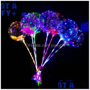 Dekoracja imprezy Flashing Balon Transpaint Luminous Lighting Bobo Ball Ballony z 70 cm sznurek na Xmas Dekoracja ślubna DHFA2