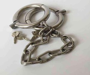 Nxy Sex Adult Toy Stainless Steel Leg Irons Chain Oval Metal Hand Ankle Cuffs for Bdsm Bondage Restraints Game Slave Toys Couple 14013324