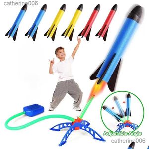 Andra leksaker Air Rocket Foot Pump Launcher Toy for Outdoor Children Flashing Stomp Soaring Flying Foam Jump Pressed Interactive Game D OT9IM