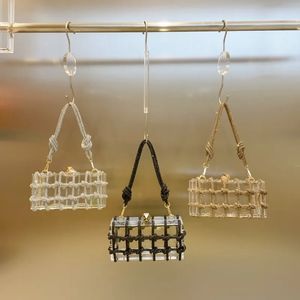 Evening Bags Clutch Women Diamond Clear Acrylic Box Boutique Woven Knotted Rope Purses And Handbags Wedding Party 231208