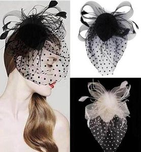 Ny stilfest fascinator hår tillbehör fjäder klipp hatt blomma lady slöja bröllop dekor11034248