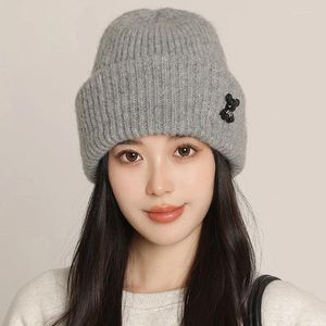 Berets Winter Herbst Stricken Beanie Hut Mode Damen Outdoor Wärme Gestrickte Koran Mädchen Ohr Schutz Skullies Cap Unisex Erwachsene