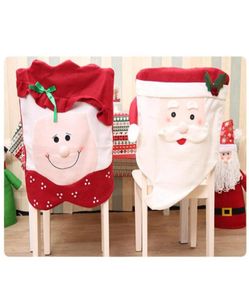 Capa de cadeira de flanela de Papai Noel para cadeira de jantar, decorações de Natal, capa decorativa de cadeira de Natal, decoração de casa 19560767423836