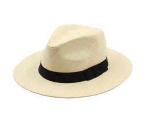 Moda Summer Women Man Słomka Panama Hat Outdoor Travel Wide Brim Beach Sun Ochrony Cap Jazz Hat9225636