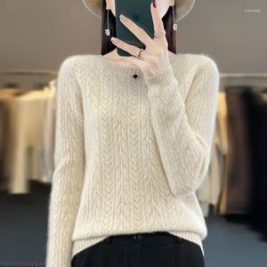 Women's Sweaters A Line Of Ready-to-wear Pure Wool Round Neck Woolen Sweater Women Hollowed Out Autumn And Winter Loose