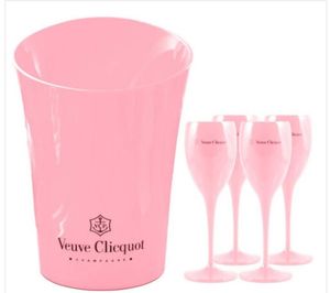 ピンクのプラスチックアクリルシャンパンアイスバケツワインシャンパンフルートとガラスバケツワインSE2870950