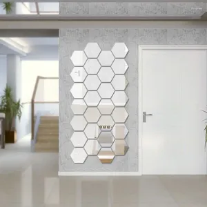 Wall Stickers Hexagon Mirror Paste Acrylic Background Living Room Decoration Decor