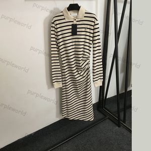 Striped Skirt Womens Sheath Dress Lapel Slit Bag Hip Skirt Long Sleeve Sexy Dress