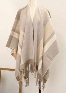 Schals Mode Übergroße Wolle Poncho Für Frauen Gestreiften Patchwork Schal Schal Halten Warm Wrap Outdoor Herbst P