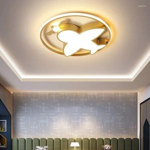 Chandeliers Modern LED Airplane Design Ceiling Lamp For Kid Bedroom Children Room Kindergarten Blue Decorate Remote Control Chandelier Light