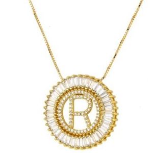 smycken halsband för kvinnor män zirkon 26 bokstäver hänge cirkel guld färg ot mode på 290i