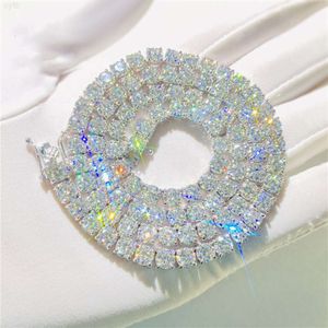 Drop Shipping Hip Hop Vvs 925 Sterling Silber 3mm 4mm 5mm 6,5mm Moissanit Diamant Iced Out Tennis Kette Halskette