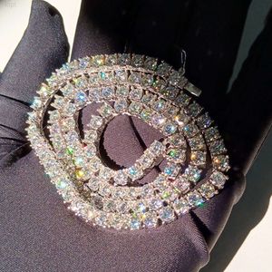 Tenis Zinciri Altın Kaplama 3mm 4mm 5mm Stok Hip Hop Zinciri 925 STERLING Gümüş Kolye VVS Moissanite Tenis Zinciri Kolye