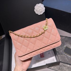 23K Gold Camellia Buckle Lady Designer Woc Flap Bag Quilted Caviar Leather Turn Lock Matelasse Chain 19x12cm Card Holder Wallet Luxury Cross Body Shoulder Handbag