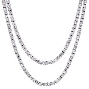 Fabriksprisanpassad D VVS Moissanite Diamond 6.5mm 20 tum tenniskedjan Bling Hiphop Silver Tennis Necklace