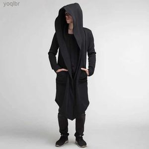 Mäns päls faux päls män huva cardigan trench coat streetwear fasta färg huva vindbrytare med huva höst/vinterjackor män trench coat 2023l231211