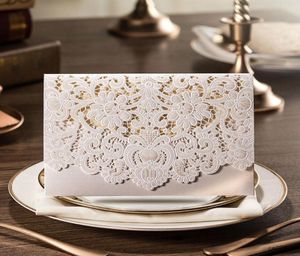 Whole1pcs Gold Red White Laser Cut Wedding Invitations Samples Elegant Lace Party Decorations Cards JJ6286020414