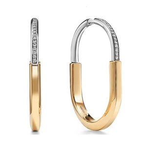 Luksusowy projektant Hoop Farring 2023 Nowy przylot moda 925 Sterling Srebrny Różowe Złotą Lock Lock Kolczyki Cyrkon Kamienie dla kobiet marki biżuterii na imprezę Prezent Wysoka jakość