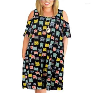 Casual Kleider Frauen Kleid Cartoon Print Off Schulter Für Frauen 2023 Frau Weibliche Sommer Vestido Plus Größe Kleidung