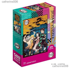 Puzzles 500 1000Piece Jigsaw For Adts Demon Slayer Japanese Series Kimetsu Cartoon Kids Educational Enlighten Toys Drop Delivery Gift Otftr