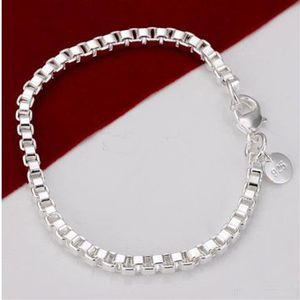 925 Sterling Silver 14G Bracelets 4mm Box Bracelet Jewelry Fashion215f