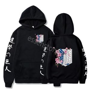 Klassiska animes JPN Animee Graphic Hoodies Män attackerar på Titan Print Pullover Sweatshirt Harajuku kläder unisex manlig asiatisk storlek S-3XL