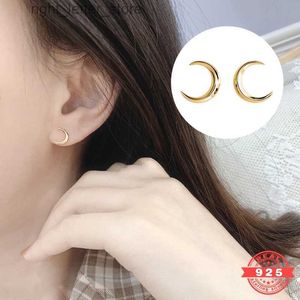 Stud 925 Sterling Silver Plated 14k Gold Delicate Crescent Girl Stud Earrings Light Luxury Ladies Valentine's Day Gift Jewelry RD015 YQ231211