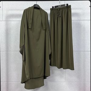 Ethnische Kleidung Ramadan Jilbab 2-teiliges Set Muslimische Frauen Hijab Kleid Gebetskleidungsstück Abaya Langes Khimar Arabisches Kleid Abayas Sets Islamische Kleidung Robe 231208