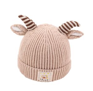 2020 BABY Söt Autumn and Winter Hat Horn Hooded Cap Ear Protection New Baby Girl Boy 2019 Ull Cap Tide2709171