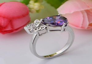 Bröllopsringar 925 Sterling Hearthaped CZ Ring Gemstone Rings5466091