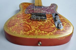 Masterbuilt Dale Wilson 1969 Relic Gold Burst Pink Paisley Электрогитара Кленовая накладка на гриф с инкрустацией в черную точку Винтажные тюнеры