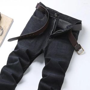 Men's Jeans Solid Spring Autumn Distressed Pockets Zipper Button Casual Workwear Trousers Vintage Fashion Office Lady Pants