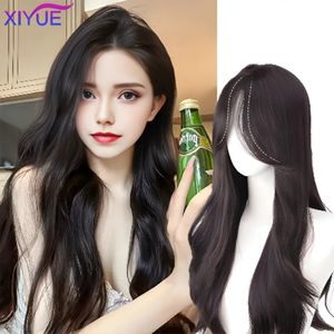 Perucas sintéticas Xiyue Peruca Mulheres Long Hair Natural Full Head Cover Split Roll Hair Full Top Wig Cover 231211