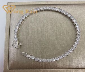 Wong Rain 100 925 argent Sterling 3 3 MM créé Moissanite pierres précieuses bracelet charme Bracelet de mariage bijoux fins entier CX2006320983