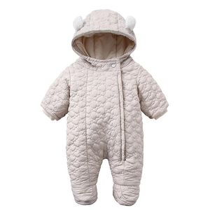 Salpanlar Sonbahar Kış bebek kız tulum artı kadife sıcak kapüşonlu doğmuş Snowsuit Boy Dış Giyim Ceket Toddler Romper 231211