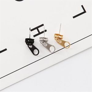 Punk Rock Zipper Stud Earrings Alloy Personality Tragus Cartilage Ear Piercing Women Men Funny Party Jewelry cool Gifts257r