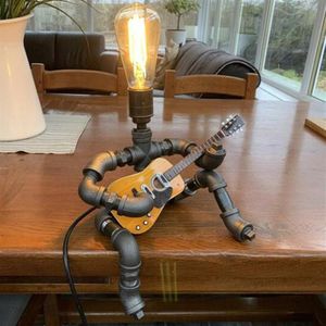 Lampade da tavolo Lampada stile Steampunk - Giocatore di chitarra Retro Robot235t