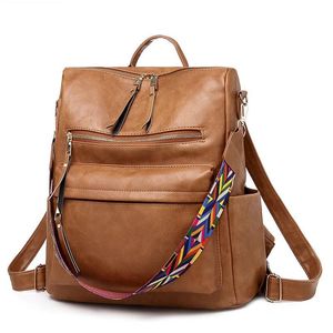 Vintage kobiety PU skórzane plecak Wysoka jakość dużej wydajności podróży torby na ramię Mochila Women Solid Crossbody Bag A1113337a