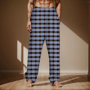 Pantaloni da uomo alla moda casual di grandi dimensioni in pizzo scozzese di cotone possono essere indossati fuori dal pigiama a casa per sport grandi e alti