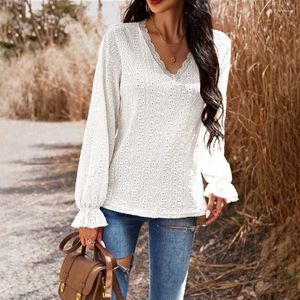 Kvinnors blusar kvinnor topp kvinnlig skjorta tweed pullover långärmad mode streetwear y2k elegant casual kläder