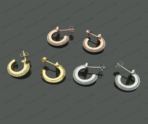 Luxury C shape circle half diamond earrings designer pendant fashion stainless steel necklace couple Christmas gift with original 6742649