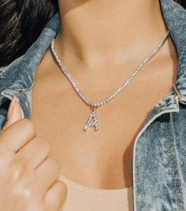 Trendy New Crystal 26 Letter Pendant Necklace For Women Shiny Rhinestone Tennis Chain Necklace Statement smyckesparti Gift Y03096223000