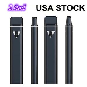 Einweg-Vape-Stifte, 2,0 ml, leerer Verdampfer, E-Zigarette, 350 mAh, wiederaufladbarer Akku, leeres Starter-Kit, aufsteckbare Kappen, USA-Lager, Keramikspulen, Typ-C-Ladegerät, dickes Öl