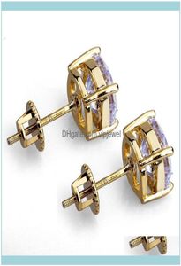 Back Findings Components Jewelry8Mm Hip Hop Stud Earrings Sier Gold Plated Cz Earring Mens Womens Earing Ear Ring Women Men Desi8045500