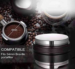 Distribuidor de café 5m, nivelador de cabeça dupla ajustável profundidade espresso mão cone para portafilter 54mm ferramenta kithchen 2109048650350